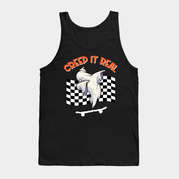 CREEP IT REAL Halloween Dabbing Ghost Tank Top by jodotodesign